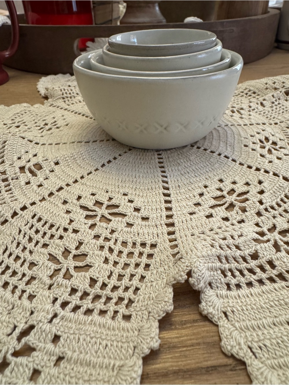 Hearth & Hand Cream Ceramic Nesting Measuring Cups- Set of 4